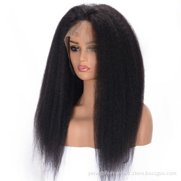 Swiss Lace Frontal Wig Mink Brazilian Kinky Straight Human Hair Wholesale Yaki Straight Lace Front Wig With Small Handtied Knots